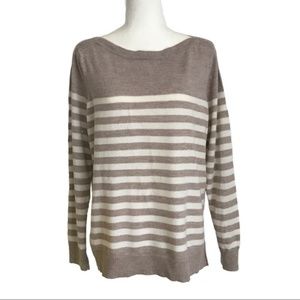 SALE Talbots Pure Merino Wool Tan Stripe Sweater